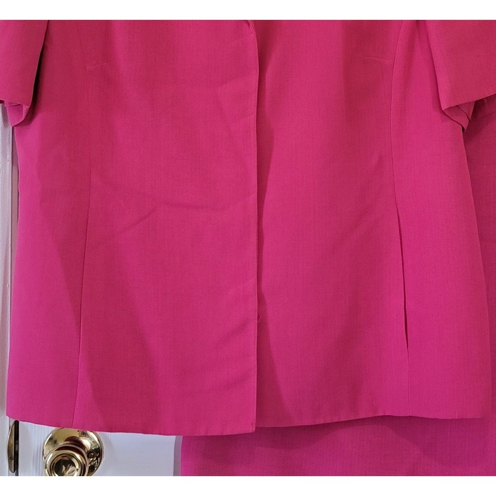Liz Claiborne Collection Pink Skirt Suit Set Short Sleeve Faux Wrap Skirt 16 - Picture 10 of 14